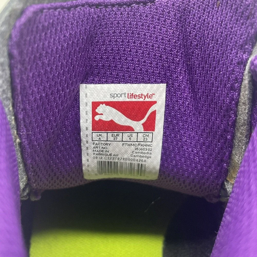 PUMA Girl's First Round Secret Poke Black Mag Purple Streetwear Sneakers Size 5
